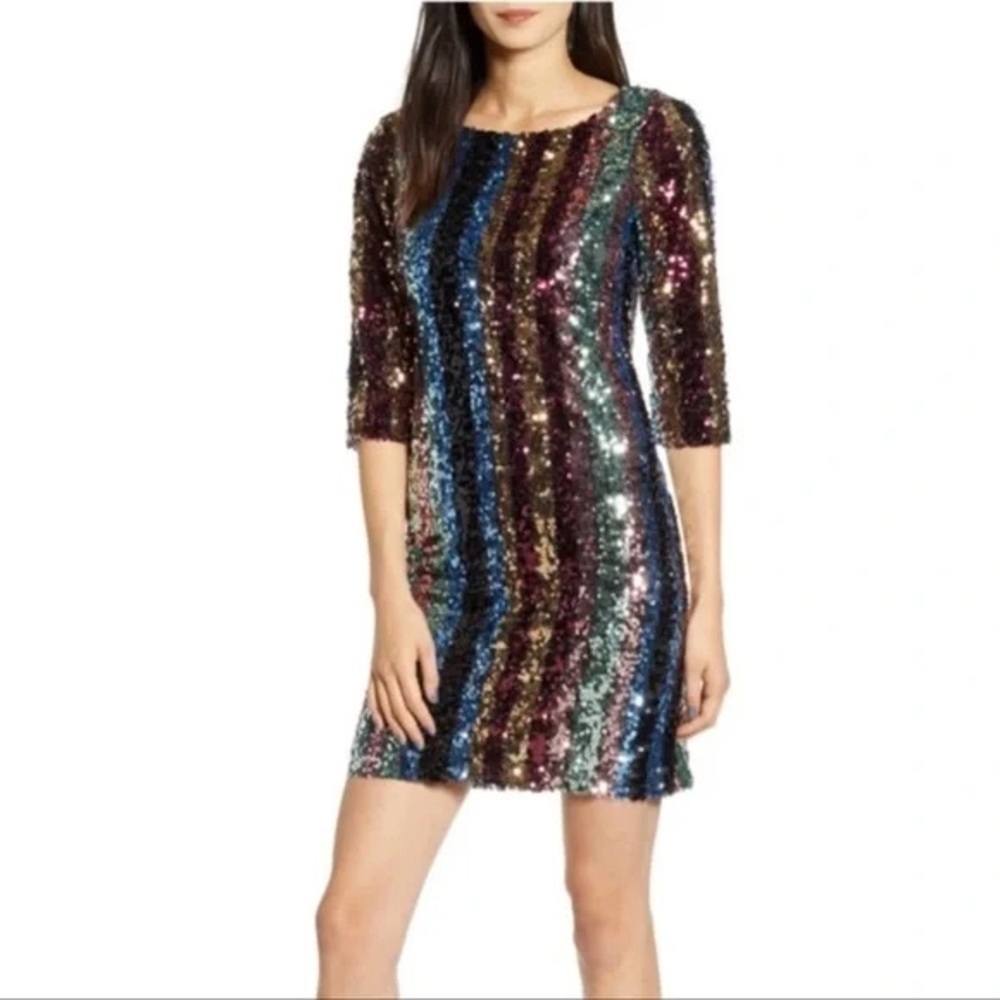 Cupcakes & Cashmere Sequin Striped Mini Dress